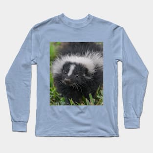 Baby Skunk Black and White Wildlife Photograph Long Sleeve T-Shirt